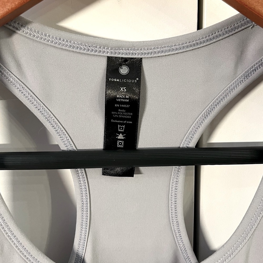 Ultra Soft Lightweight Grey Racerback Tank Top | Yogalicious - Picture 2 of 4